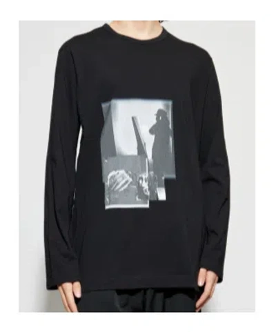 Yohji Yamamoto Oversized Graphic Print Long Sleeve T-shirt In Black