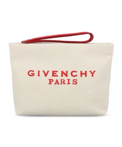 Givenchy Logo-print Clutch Bag In Brown
