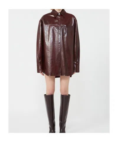 Sportmax Oversized Nappa Leather Shirt Jacket In Burgundy