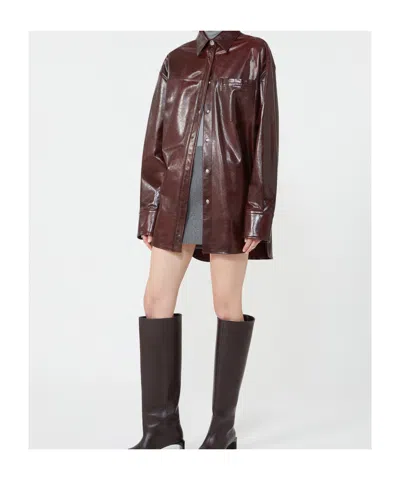 Sportmax Oversized Nappa Leather Shirt Jacket In Burgundy