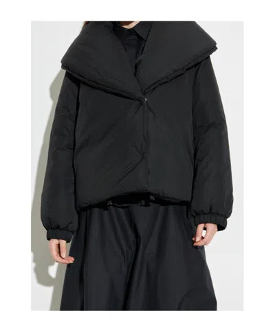 Moschino Long Sleeve Cotton Coat In Black