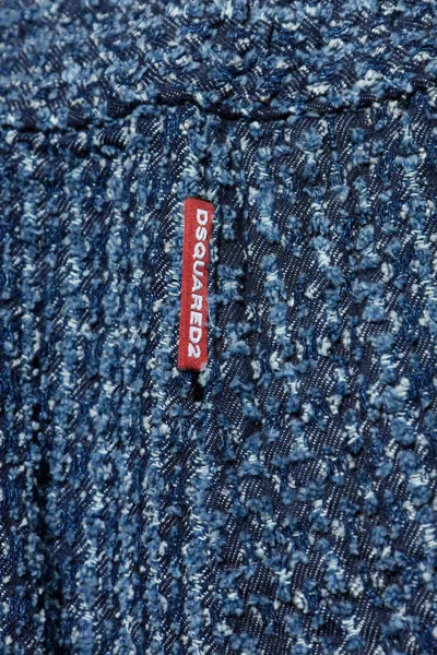 Dsquared2 Textured Denim Shorts In Blue