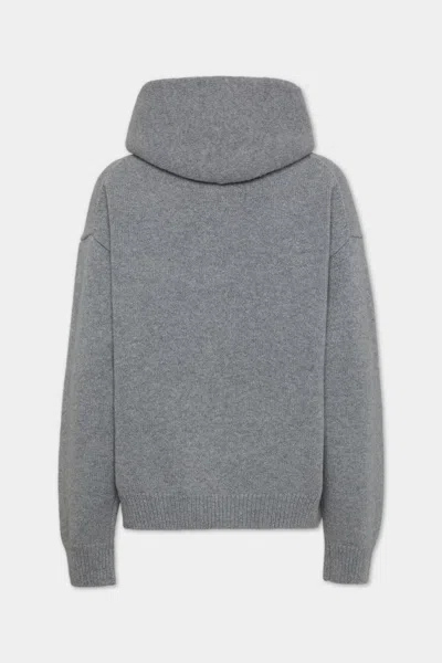 Dsquared2 Grey Wool Hoodie In Gray