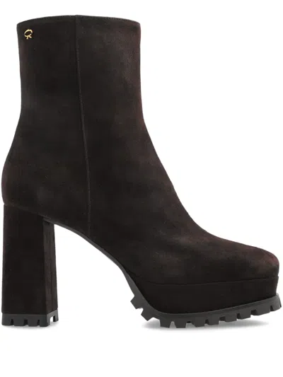 Gianvito Rossi 70mm Harlem Platform Block-heel Ankle Boots In Brown