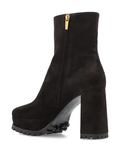 Gianvito Rossi 70mm Harlem Platform Block-heel Ankle Boots In Brown