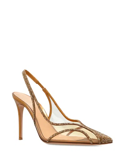 Gianvito Rossi Stiletto Pumps Crystal Embellishments In Gold