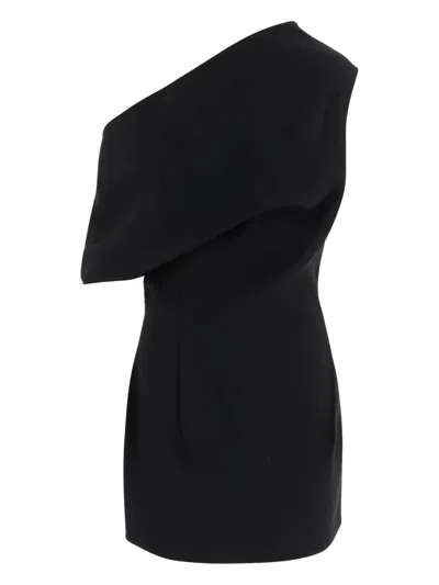 Jacquemus One Shoulder Mini Dress With Asymmetric Neckline In Black