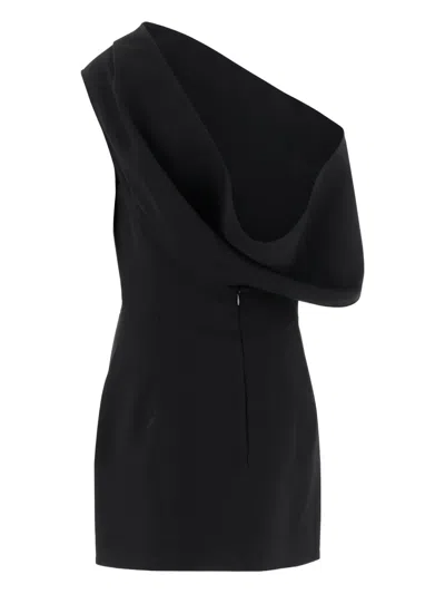 Jacquemus One Shoulder Mini Dress With Asymmetric Neckline In Black