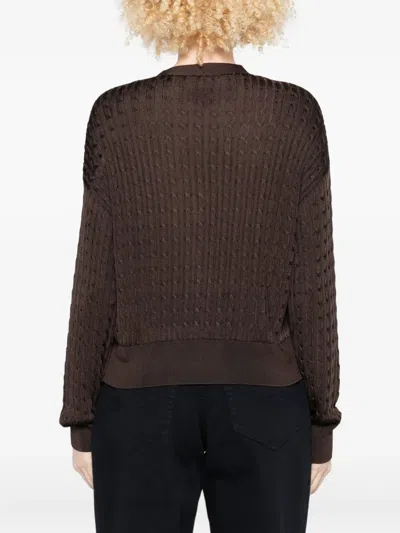 Loewe Cable-knit Buttoned Cardigan In Brown