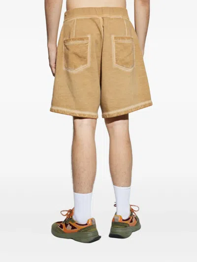 Dsquared2 Drawstring Cotton Track Shorts In Neutral