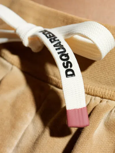 Dsquared2 Drawstring Cotton Track Shorts In Neutral