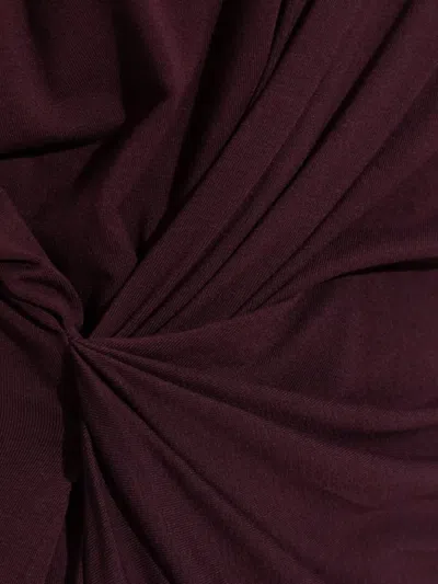 Iro Red Solid V Neck Mini Dress In Burgundy