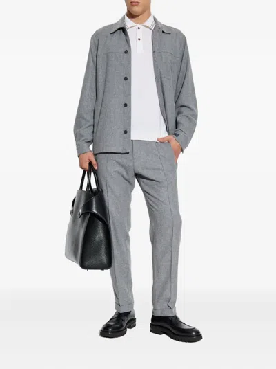 Paul & Shark Button-fastening Patch-pocket Shirt In Gray