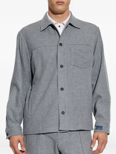 Paul & Shark Button-fastening Patch-pocket Shirt In Gray