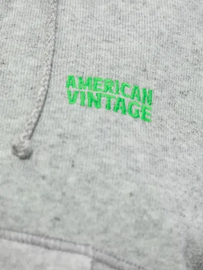 American Vintage Casual Zip Hoodie With Drawstring And Pockets In Gray