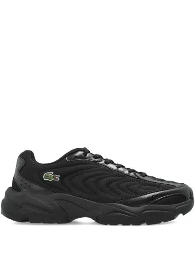 Lacoste Textured Lace-up Sneakers In Black