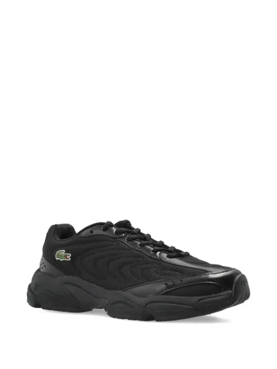 Lacoste Textured Lace-up Sneakers In Black