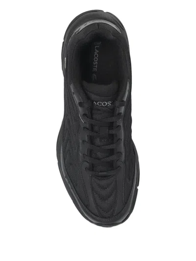 Lacoste Textured Lace-up Sneakers In Black