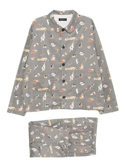 Undercover Printed Pajama Sets In Gray