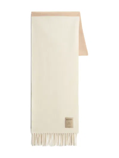 Woolrich Colour-block Fringed Scarf In Neutral