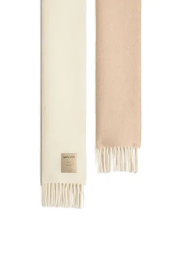 Woolrich Colour-block Fringed Scarf In Neutral