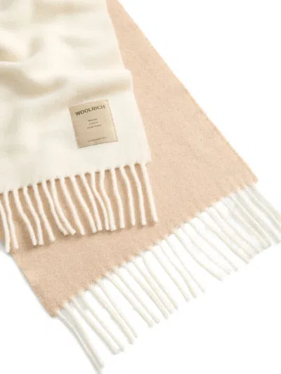 Woolrich Colour-block Fringed Scarf In Neutral