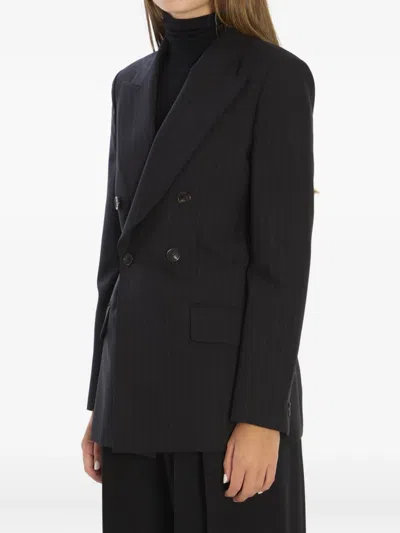Gucci Embroidered Wool Blazer With Notched Lapels And Pockets In Black