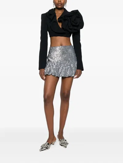 玫瑰细节荷叶边短款夹克