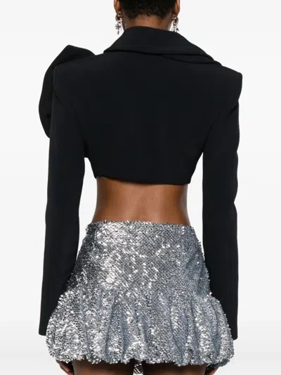 玫瑰细节荷叶边短款夹克