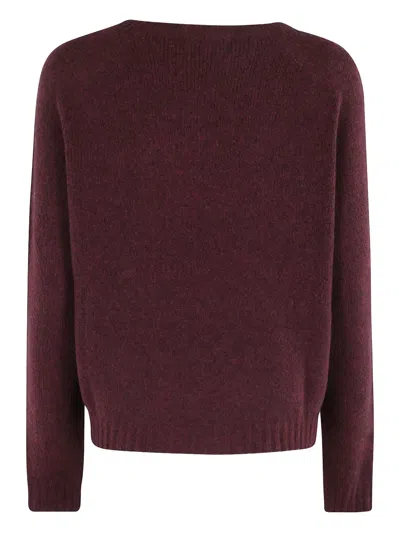 Roberto Collina Burgundy Circle Neck Sweater With Long Sleeves In Burgundy