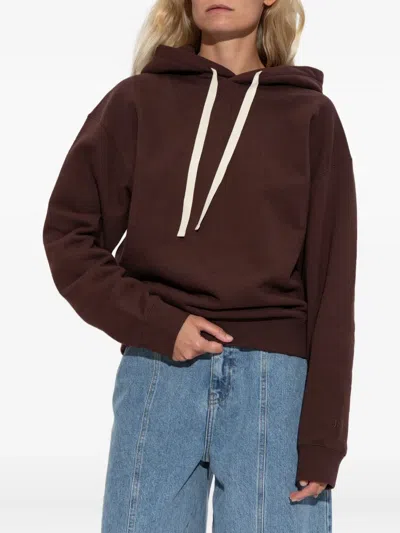 Jil Sander Drawstring Hooded Sweatshirt In Brown
