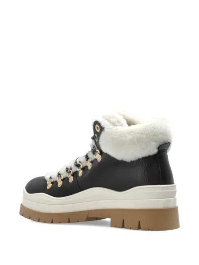 Bogner Arosa Shearling-lined Leather Lace-up Boots In Black