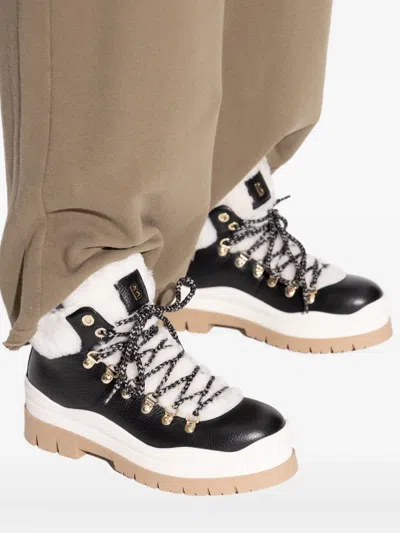 Bogner Arosa Shearling-lined Leather Lace-up Boots In Black