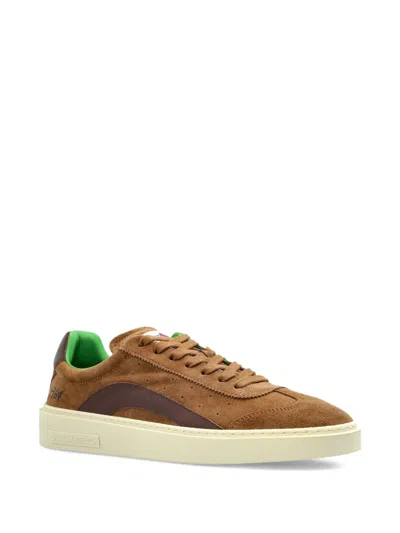 Dsquared2 Laced Sneaker With Patch With Logo In Brown