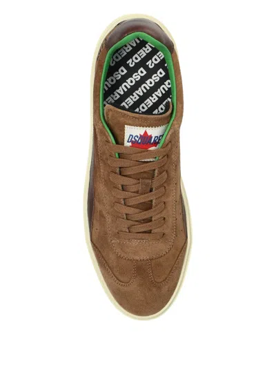 Dsquared2 Laced Sneaker With Patch With Logo In Brown