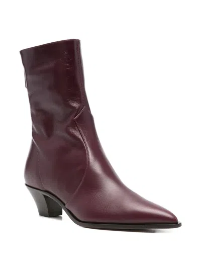 Aquazzura Ankle Boot With Cone Heel And Pointed Toe In Red