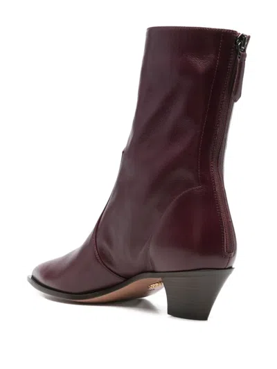 Aquazzura Ankle Boot With Cone Heel And Pointed Toe In Red