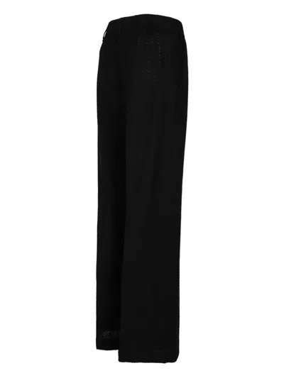 Missoni Chevron-pattern Open-knit Trousers In Black