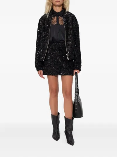 Iro Sequin Bomber Jacket In Black