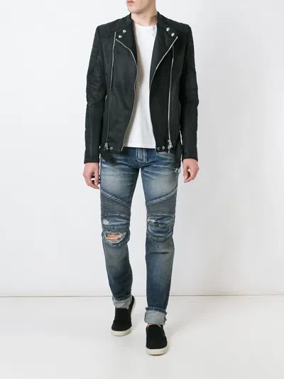 Balmain Biker Jeans In Blue