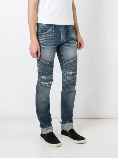 Balmain Biker Jeans In Blue