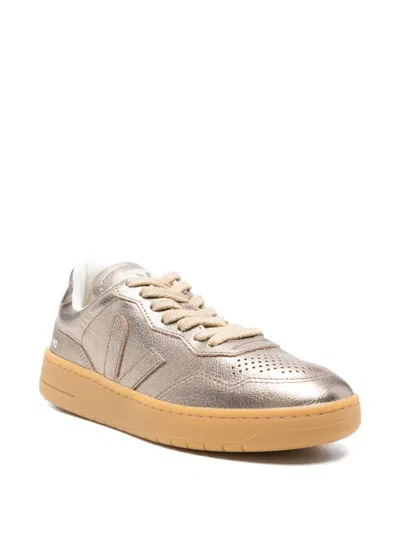 Veja V-90 O.t. Leather Sneaker In Full Bronze In Silver