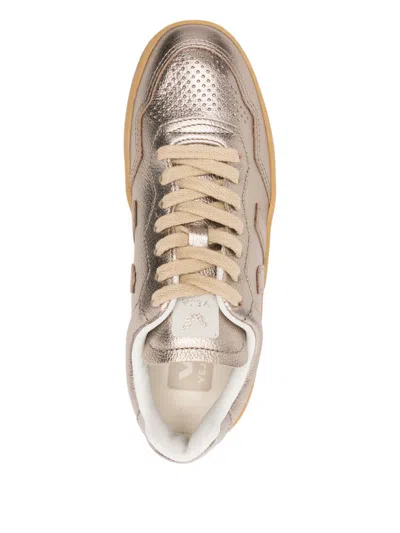 Veja V-90 O.t. Leather Sneaker In Full Bronze In Silver