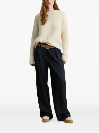 Woolrich Garment-dyed Crew Neck Sweater In Alpaca And Wool Blend In Neutral