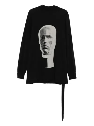 Rick Owens Drkshdw Graphic-print Long-sleeve Sweater In Black
