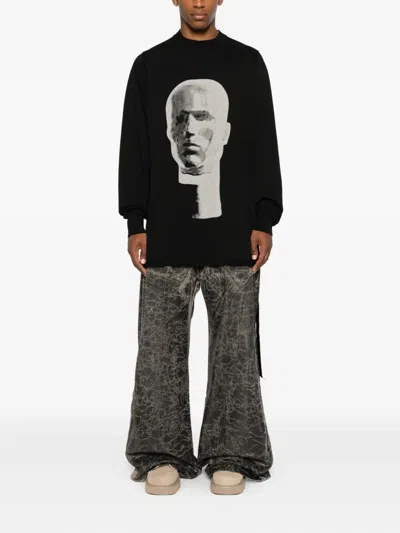Rick Owens Drkshdw Graphic-print Long-sleeve Sweater In Black