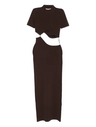Christopher Esber Maparadita Lattice Separation Maxi Dress In Brown
