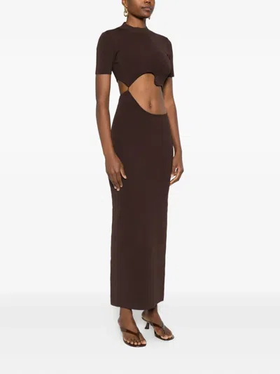 Christopher Esber Maparadita Lattice Separation Maxi Dress In Brown