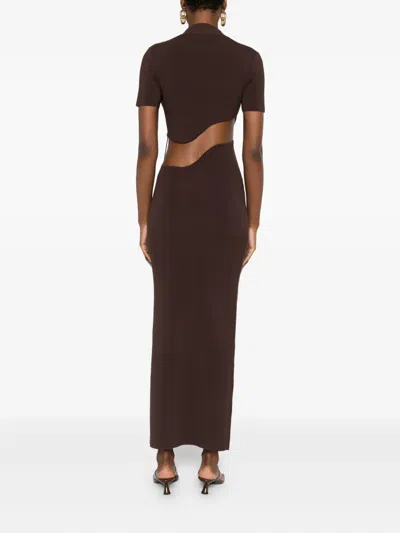 Christopher Esber Maparadita Lattice Separation Maxi Dress In Brown
