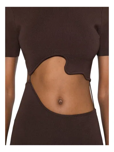 Christopher Esber Maparadita Lattice Separation Maxi Dress In Brown